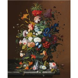 Натюрморт с цветами и гнездом птицы - Модульная картины, Репродукции, Декоративные панно, Декор стен