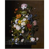 Портреты картины репродукции на заказ - Натюрморт с цветами и гнездом птицы