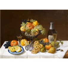 Картина на холсте по фото Модульные картины Печать портретов на холсте Натюрморт с фруктами и бутылкой с шампанским