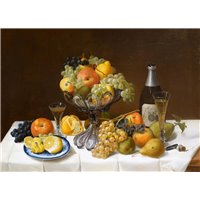 Портреты картины репродукции на заказ - Натюрморт с фруктами и бутылкой с шампанским