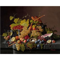 Натюрморт с фруктами и птичьим гнездом - Модульная картины, Репродукции, Декоративные панно, Декор стен