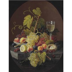 Натюрморт с фруктами и гнездом птицы - Модульная картины, Репродукции, Декоративные панно, Декор стен