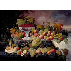 Натюрморт с фруктами в пейзаже - Модульная картины, Репродукции, Декоративные панно, Декор стен