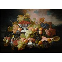 Портреты картины репродукции на заказ - Натюрморт с фруктами в пейзаже