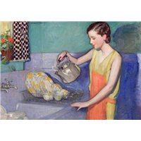 Портреты картины репродукции на заказ - Баркли Маклелланд «Мытье посуды»