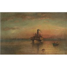 Картина на холсте по фото Модульные картины Печать портретов на холсте Бейкер Элайша «Отплытие парома, гавань Нью Йорка»