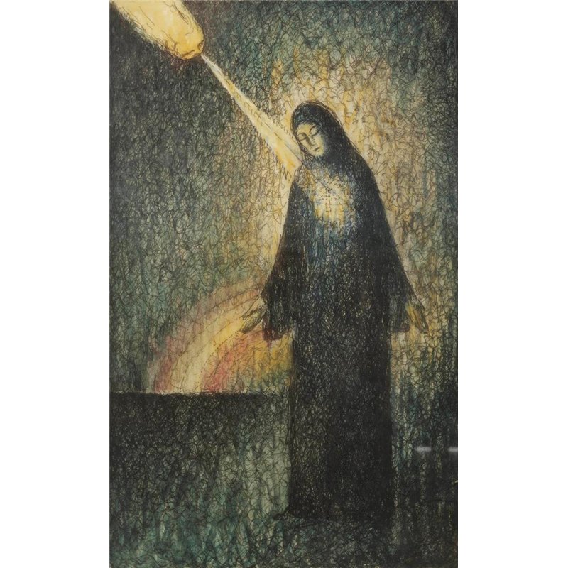 Женщина, освещенная радугой