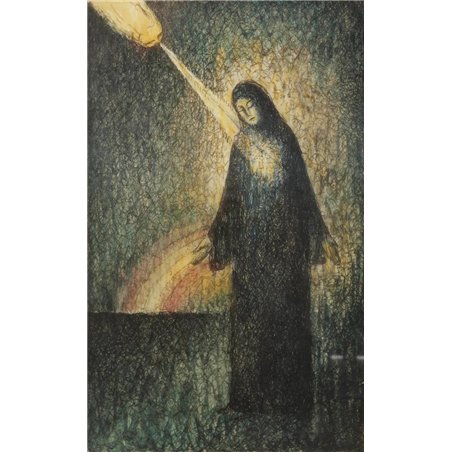 Женщина, освещенная радугой