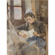 Картина на холсте по фото Модульные картины Печать портретов на холсте Бретонская девушка читает письмо
