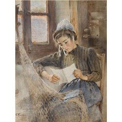 Бретонская девушка читает письмо - Модульная картины, Репродукции, Декоративные панно, Декор стен