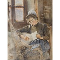 Портреты картины репродукции на заказ - Бретонская девушка читает письмо
