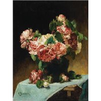Портреты картины репродукции на заказ - Букет роз в вазе