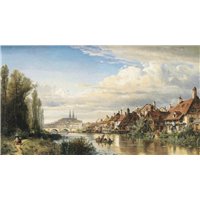 Портреты картины репродукции на заказ - Вид на Дунай и Регенсбург