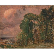 Картина на холсте по фото Модульные картины Печать портретов на холсте Вид на Хэмпстед в грозовую погоду