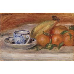 Апельсины, банан и чашка чая