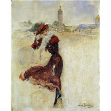 Картина на холсте по фото Модульные картины Печать портретов на холсте Ветренный день, девушка в красном платье