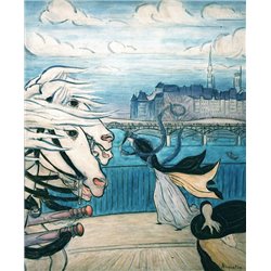 Ветреный день на берегу Сены - Модульная картины, Репродукции, Декоративные панно, Декор стен