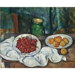 Натюрморт с вишнями и персиками