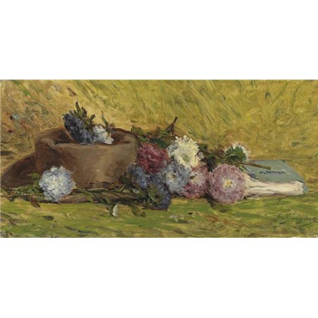 Астры, шляпа и книга