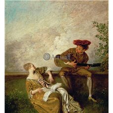 Картина на холсте по фото Модульные картины Печать портретов на холсте Гитарист и молодая дама с нотной тетрадью