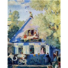 Картина на холсте по фото Модульные картины Печать портретов на холсте Голубой домик