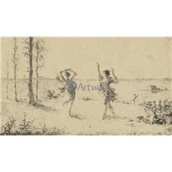 Пара, танцующая на берегу