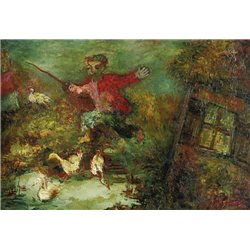 Мальчик, перебегающий через ручей