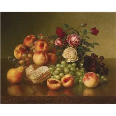 Картина на холсте по фото Модульные картины Печать портретов на холсте Даннинг Роберт «Натюрморт с персиками и виноградом»