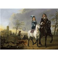 Портреты картины репродукции на заказ - Дама и кавалер верхом