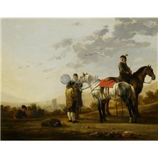 Картина на холсте по фото Модульные картины Печать портретов на холсте Два всадника, говорящие с крестьянином