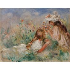Картина на холсте по фото Модульные картины Печать портретов на холсте Две девочки в поле