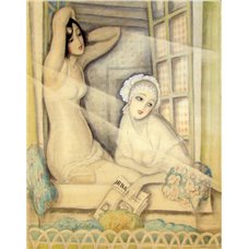 Картина на холсте по фото Модульные картины Печать портретов на холсте Две женщины в окне
