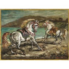 Картина на холсте по фото Модульные картины Печать портретов на холсте Две лошади на берегу моря