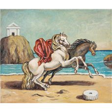 Картина на холсте по фото Модульные картины Печать портретов на холсте Две лошади на берегу моря