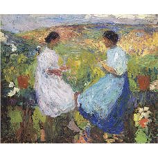 Картина на холсте по фото Модульные картины Печать портретов на холсте Две женщины, сидящие на балюстраде