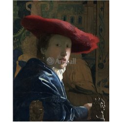 Девушка в красной шляпе - Модульная картины, Репродукции, Декоративные панно, Декор стен