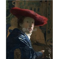 Портреты картины репродукции на заказ - Девушка в красной шляпе