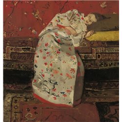 Девушка в красном кимоно - Модульная картины, Репродукции, Декоративные панно, Декор стен