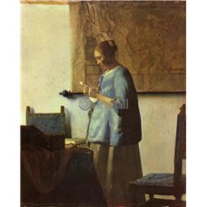 Картина на холсте по фото Модульные картины Печать портретов на холсте Девушка в голубом,читающая письмо