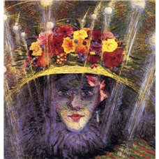 Картина на холсте по фото Модульные картины Печать портретов на холсте Девушка в шляпе с цветами