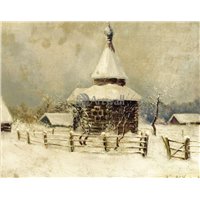 Деревенская церковь под снегом