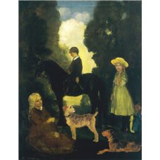 Картина на холсте по фото Модульные картины Печать портретов на холсте Дети, собака и пони