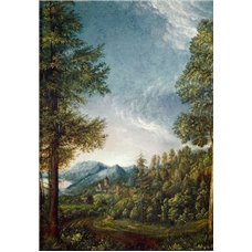 Картина на холсте по фото Модульные картины Печать портретов на холсте Дунайский пейзаж с горой Шойхенберг и замком Вёрт близ Регенсбурга