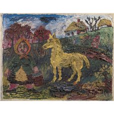 Картина на холсте по фото Модульные картины Печать портретов на холсте Желтая лошадь