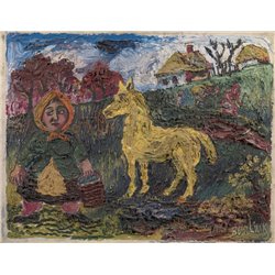 Желтая лошадь - Модульная картины, Репродукции, Декоративные панно, Декор стен