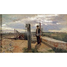 Картина на холсте по фото Модульные картины Печать портретов на холсте Железнодорожный сторож Хотьково
