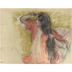 Женщина в красном пеньюаре - Модульная картины, Репродукции, Декоративные панно, Декор стен