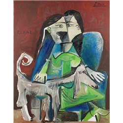 Женщина с собакой - Модульная картины, Репродукции, Декоративные панно, Декор стен