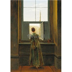 Женщина у окна - Модульная картины, Репродукции, Декоративные панно, Декор стен