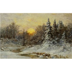 Закат в зимнем лесу - Модульная картины, Репродукции, Декоративные панно, Декор стен